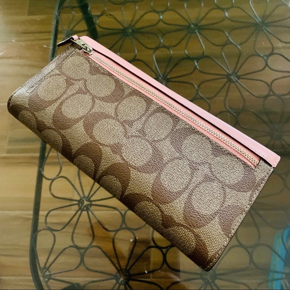 Coach carryall sage satchel checkbook wallet petal - Picture 3 of 4